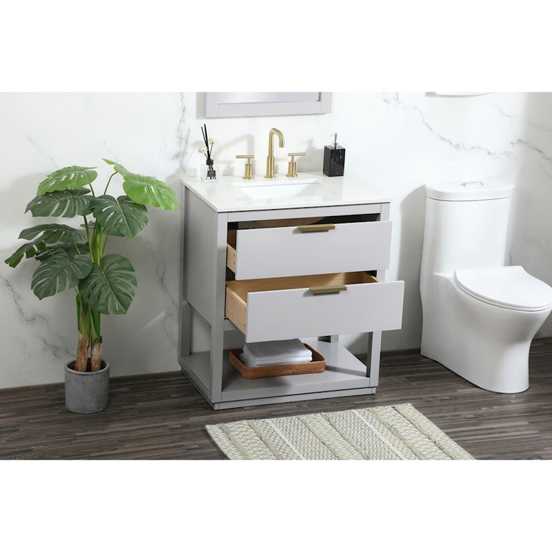 Elegant Kitchen/Bath Larkin 30" Single Bathroom Vanity, Grey