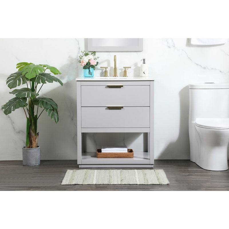 Elegant Larkin 30" Single Bathroom Vanity, Grey/Backsplash