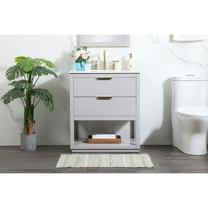 Elegant Larkin 30" Single Bathroom Vanity, Grey/Backsplash