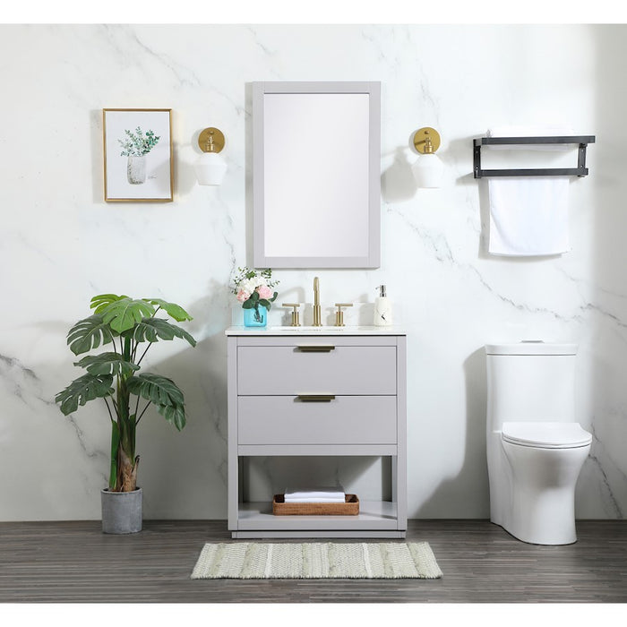 Elegant Larkin 30" Single Bathroom Vanity, Grey/Backsplash