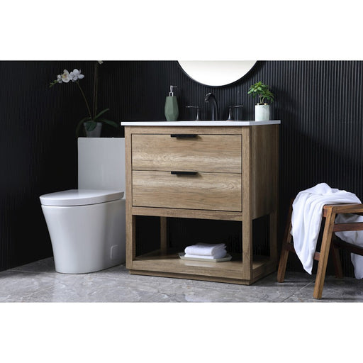 Elegant Lighting Larkin 30"L Single Vanity Sink, Natural Oak