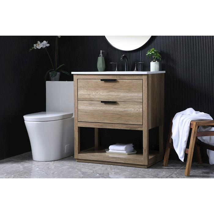 Elegant Lighting Larkin 30"L Single Vanity Sink, Natural Oak