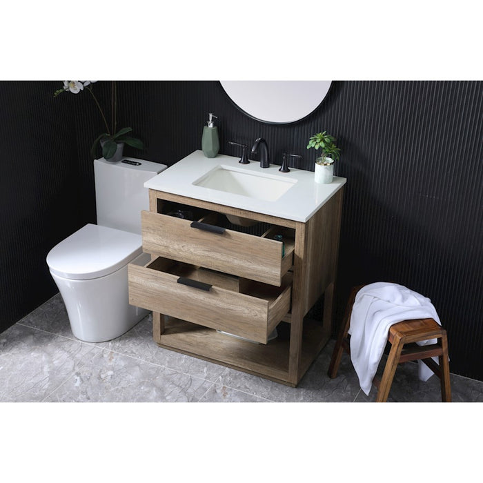 Elegant Lighting Larkin 30"L Single Vanity Sink, Natural Oak