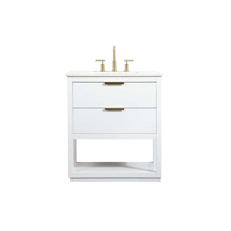 Elegant Kitchen/Bath Larkin 30" Single Bathroom Vanity, White - VF19230WH