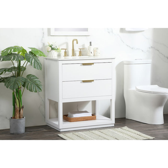 Elegant Kitchen/Bath Larkin 30" Single Bathroom Vanity, White