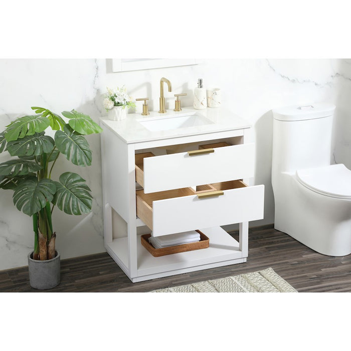 Elegant Kitchen/Bath Larkin 30" Single Bathroom Vanity, White
