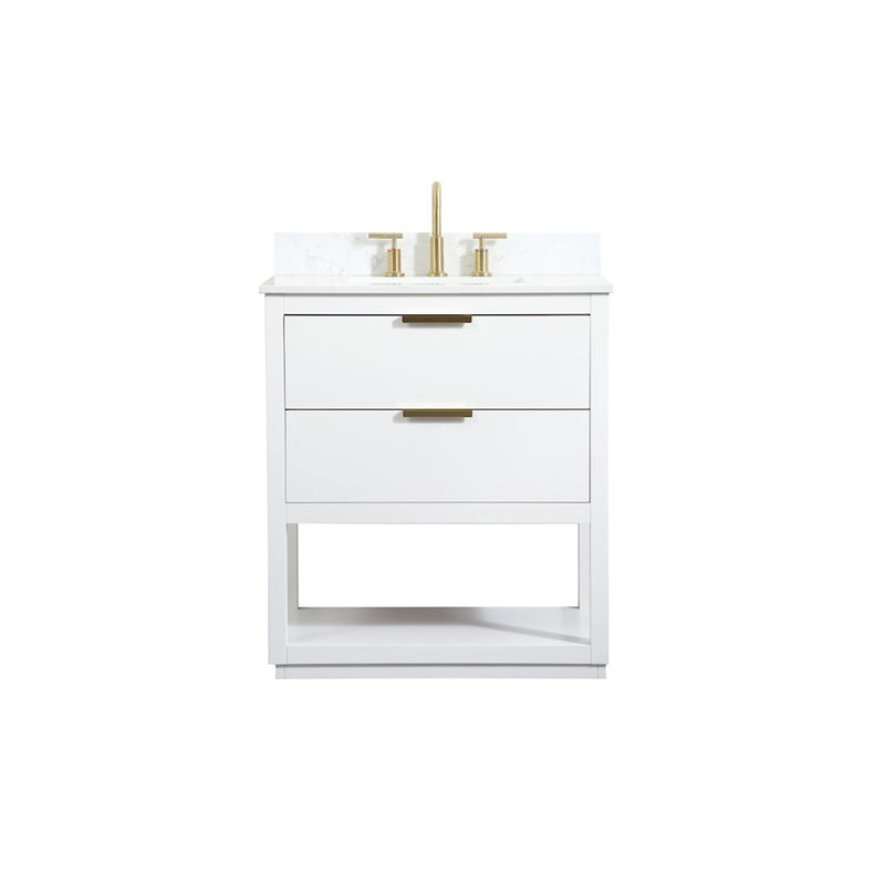 Elegant Larkin 30" Single Bathroom Vanity, White/Backsplash - VF19230WH-BS
