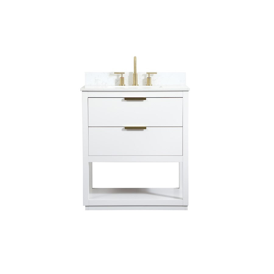 Elegant Larkin 30" Single Bathroom Vanity, White/Backsplash - VF19230WH-BS