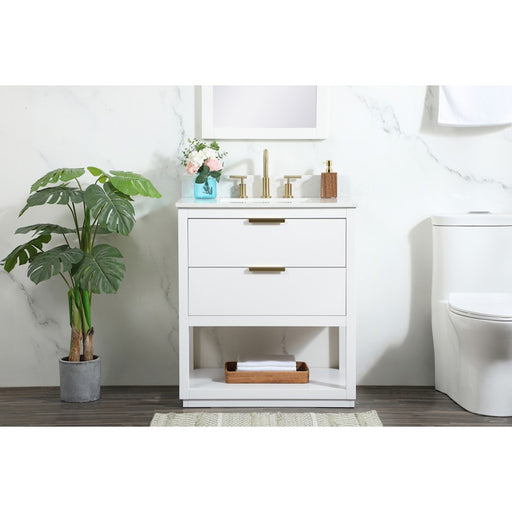 Elegant Larkin 30" Single Bathroom Vanity, White/Backsplash
