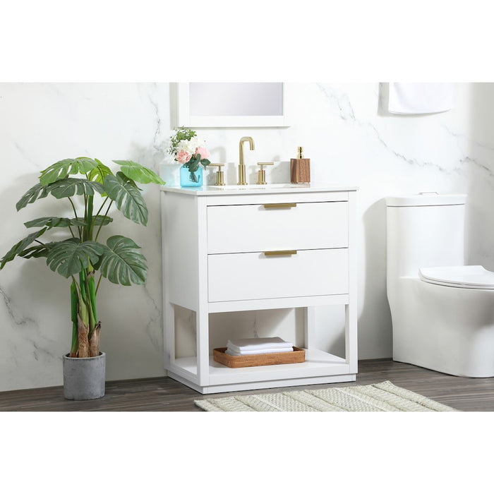 Elegant Larkin 30" Single Bathroom Vanity, White/Backsplash