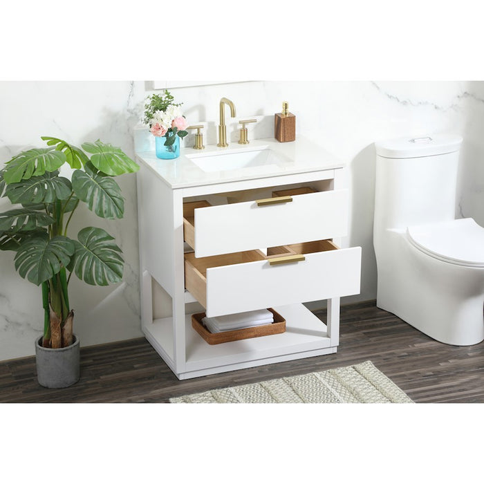 Elegant Larkin 30" Single Bathroom Vanity, White/Backsplash