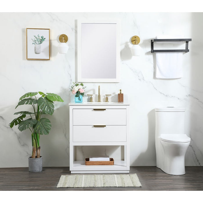 Elegant Larkin 30" Single Bathroom Vanity, White/Backsplash