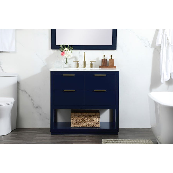 Elegant Kitchen/Bath Larkin 36" Single Bathroom Vanity, Blue