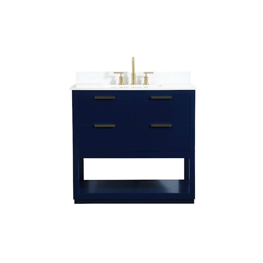 Elegant Larkin 36" Single Bathroom Vanity, Blue/Backsplash - VF19236BL-BS