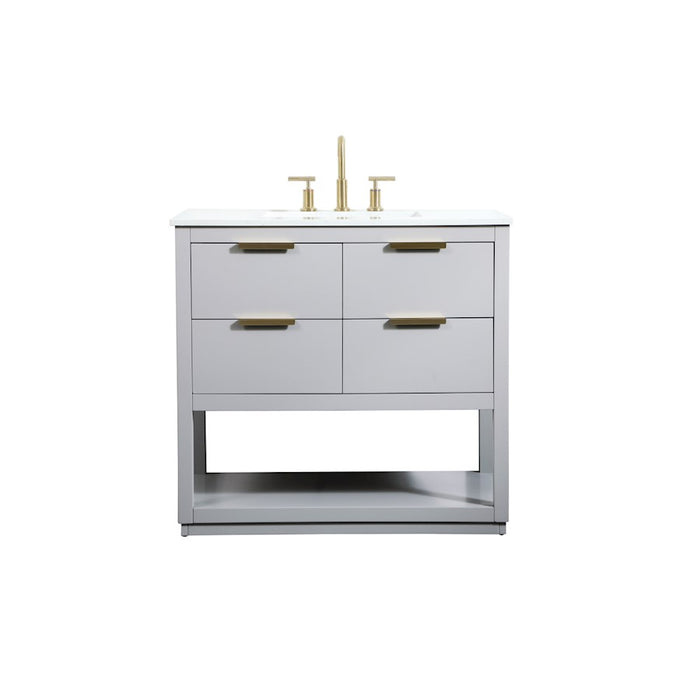Elegant Kitchen/Bath Larkin 36" Single Bathroom Vanity, Grey - VF19236GR