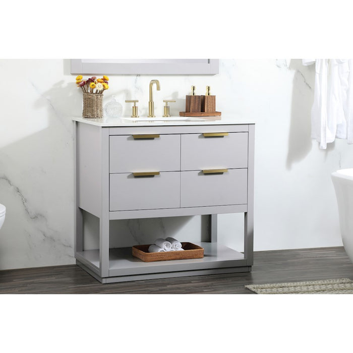 Elegant Kitchen/Bath Larkin 36" Single Bathroom Vanity, Grey