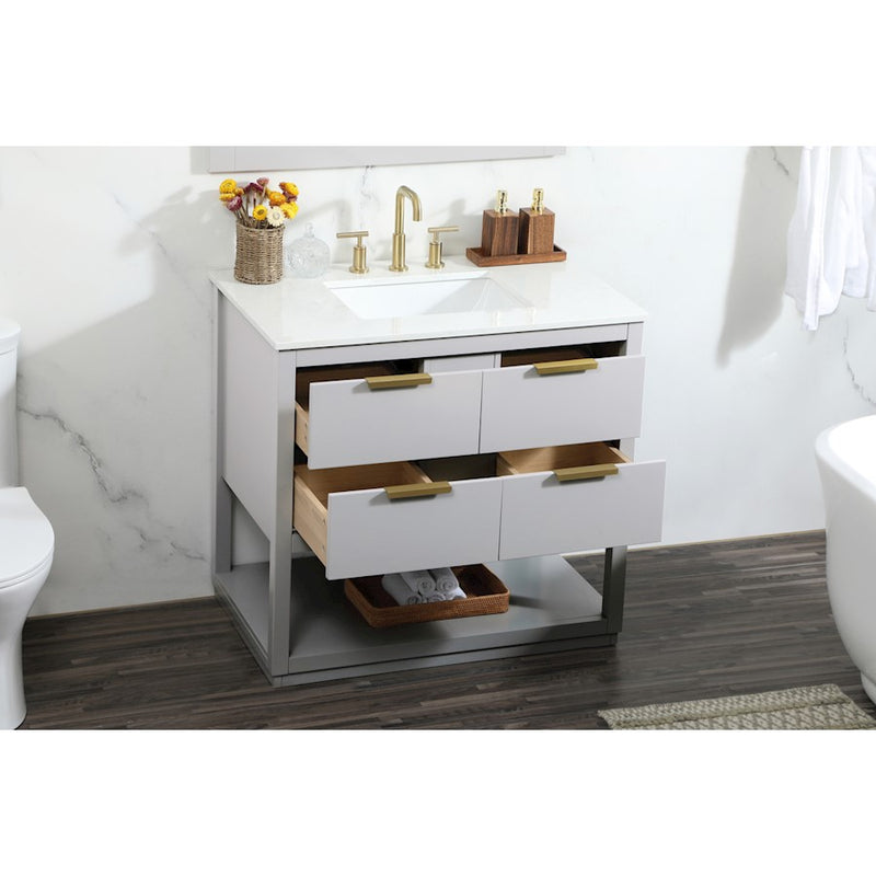 Elegant Kitchen/Bath Larkin 36" Single Bathroom Vanity, Grey