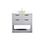 Elegant Larkin 36" Single Bathroom Vanity, Grey/Backsplash - VF19236GR-BS