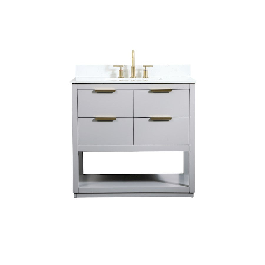 Elegant Larkin 36" Single Bathroom Vanity, Grey/Backsplash - VF19236GR-BS
