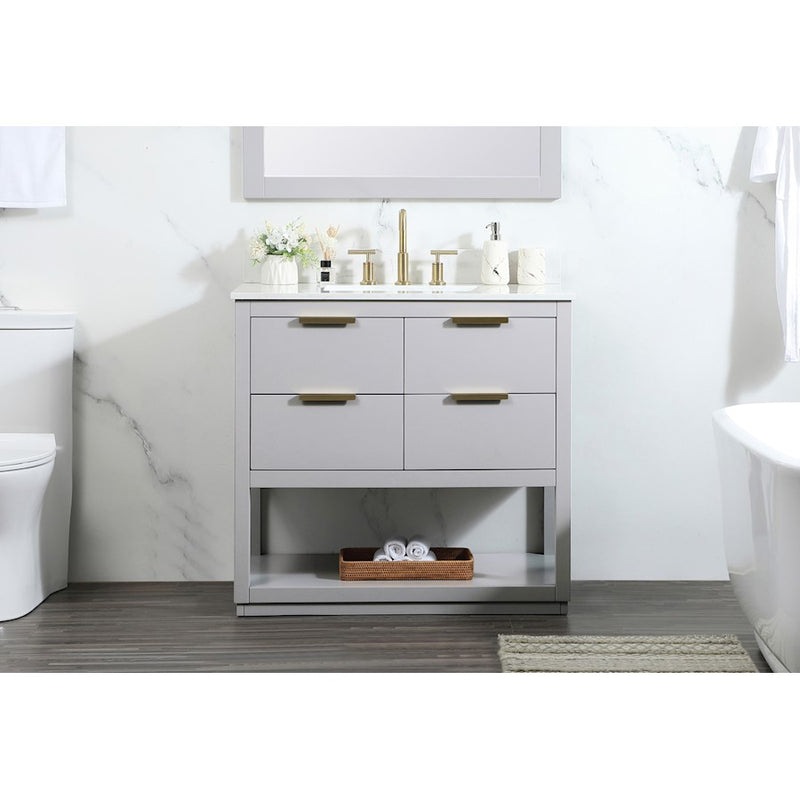 Elegant Larkin 36" Single Bathroom Vanity, Grey/Backsplash