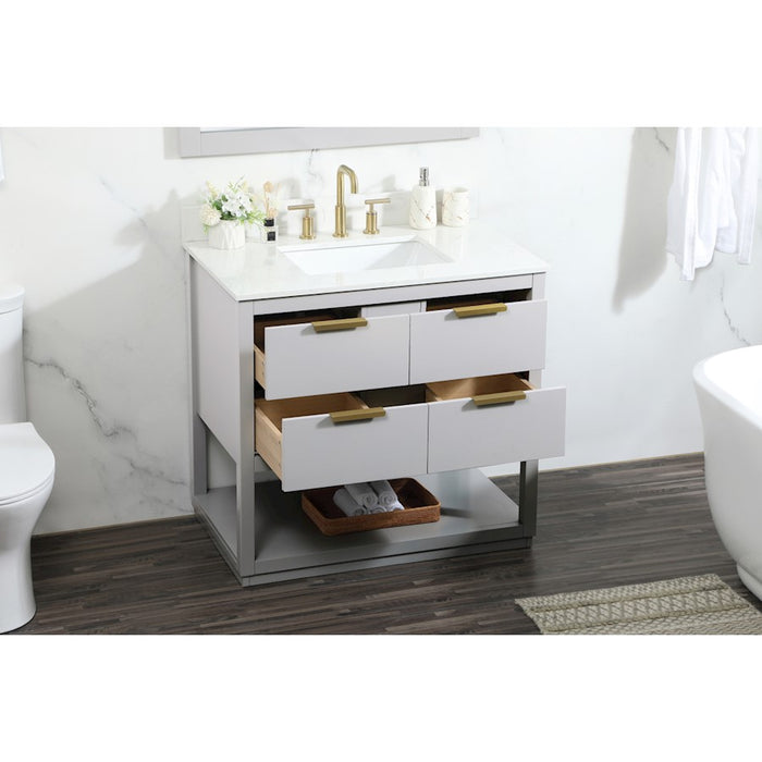 Elegant Larkin 36" Single Bathroom Vanity, Grey/Backsplash