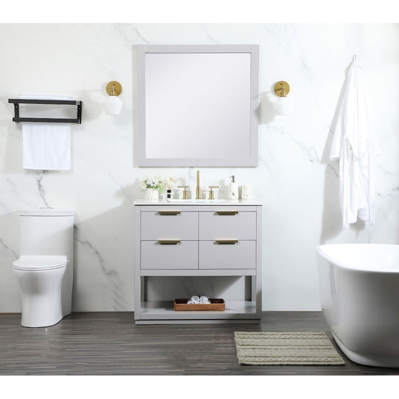 Elegant Larkin 36" Single Bathroom Vanity, Grey/Backsplash