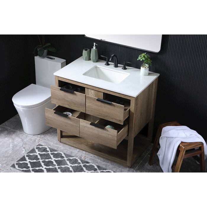 Elegant Lighting Larkin 36"L Single Vanity Sink, Natural Oak