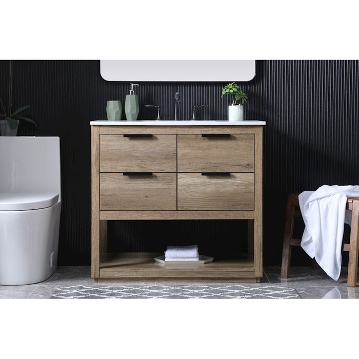 Elegant Lighting Larkin 36"L Single Vanity Sink, Natural Oak