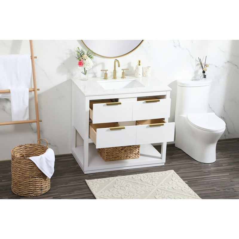 Elegant Kitchen/Bath Larkin 36" Single Bathroom Vanity, White