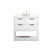 Elegant Larkin 36" Single Bathroom Vanity, White/Backsplash - VF19236WH-BS