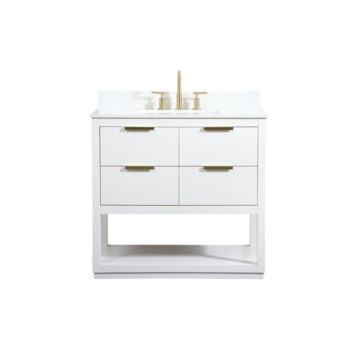 Elegant Larkin 36" Single Bathroom Vanity, White/Backsplash - VF19236WH-BS