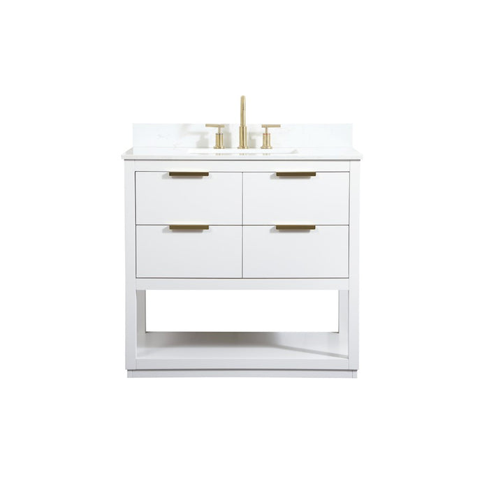 Elegant Larkin 36" Single Bathroom Vanity, White/Backsplash - VF19236WH-BS