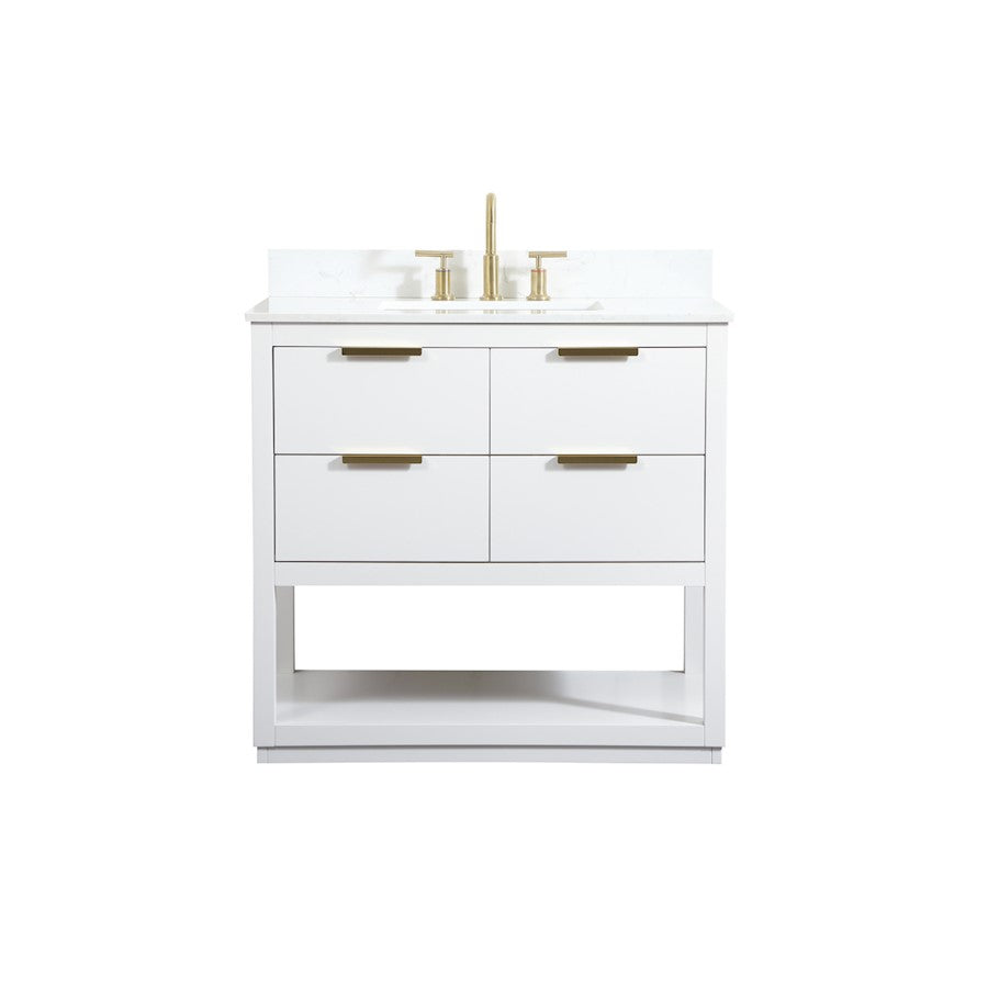 Elegant Larkin 36" Single Bathroom Vanity, White/Backsplash - VF19236WH-BS