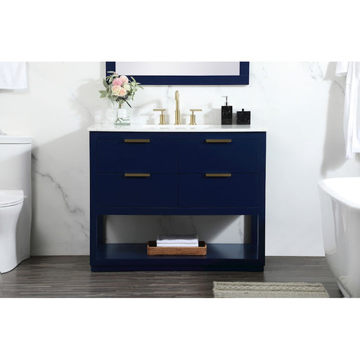 Elegant Larkin 42" Single Bathroom Vanity, Blue/Backsplash