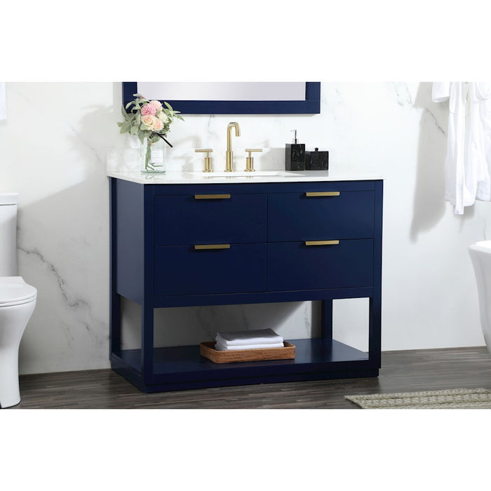 Elegant Larkin 42" Single Bathroom Vanity, Blue/Backsplash