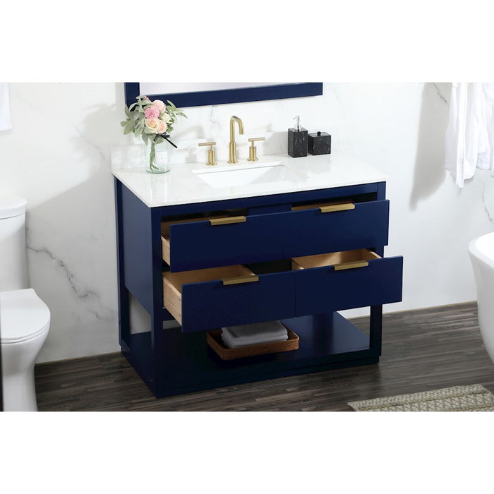 Elegant Larkin 42" Single Bathroom Vanity, Blue/Backsplash