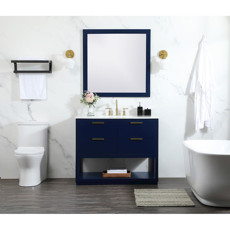 Elegant Larkin 42" Single Bathroom Vanity, Blue/Backsplash