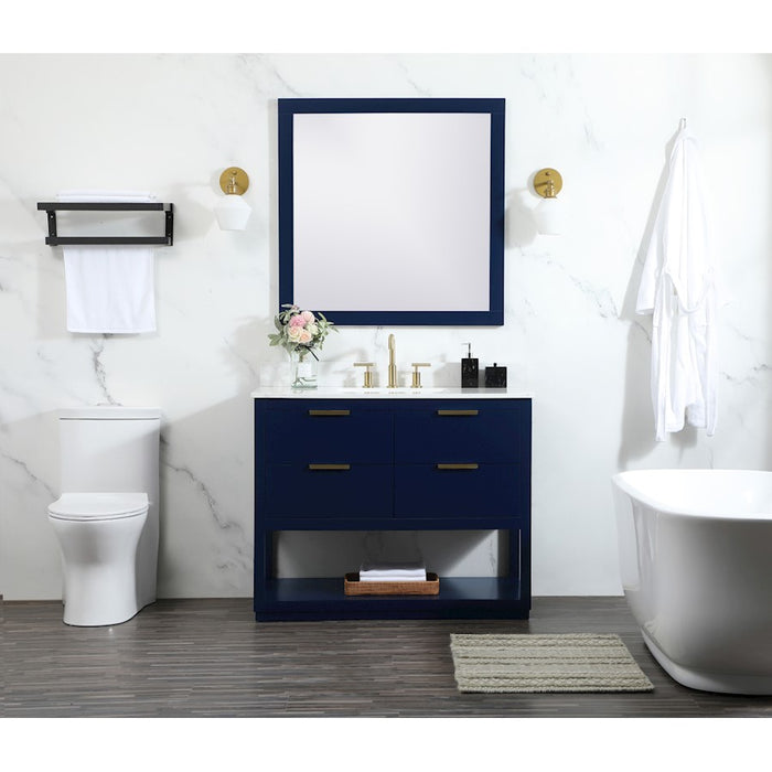 Elegant Larkin 42" Single Bathroom Vanity, Blue/Backsplash