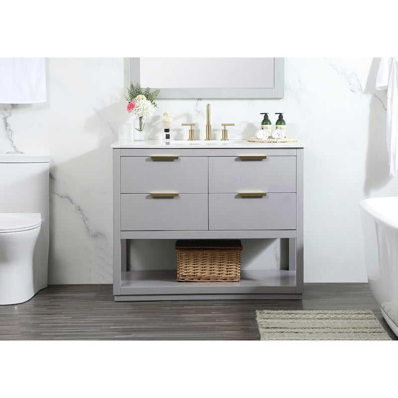 Elegant Larkin 42" Single Bathroom Vanity, Grey/Backsplash
