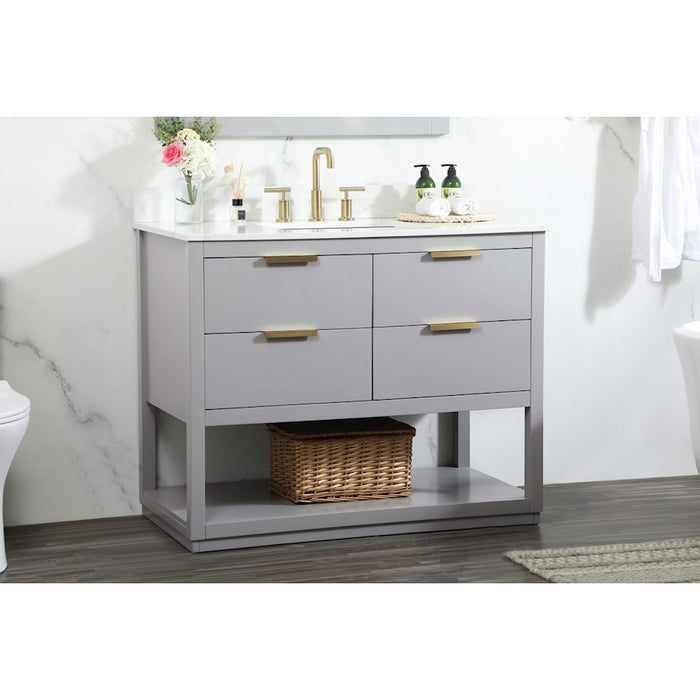 Elegant Larkin 42" Single Bathroom Vanity, Grey/Backsplash