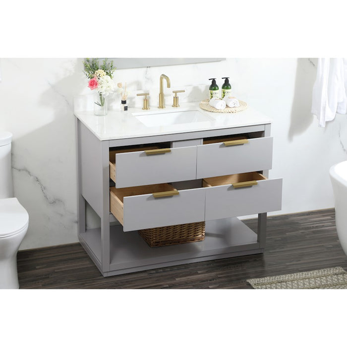 Elegant Larkin 42" Single Bathroom Vanity, Grey/Backsplash