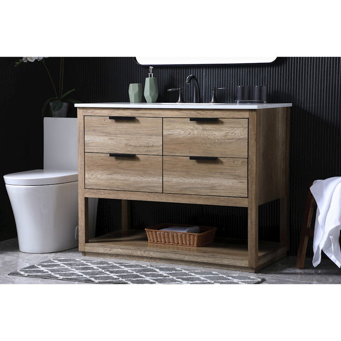Elegant Lighting Larkin 42"L Single Vanity Sink, Natural Oak