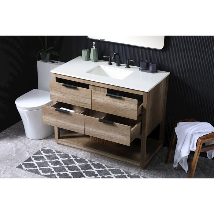 Elegant Lighting Larkin 42"L Single Vanity Sink, Natural Oak