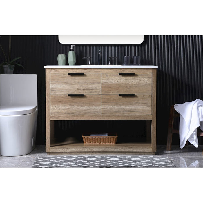 Elegant Lighting Larkin 42"L Single Vanity Sink, Natural Oak