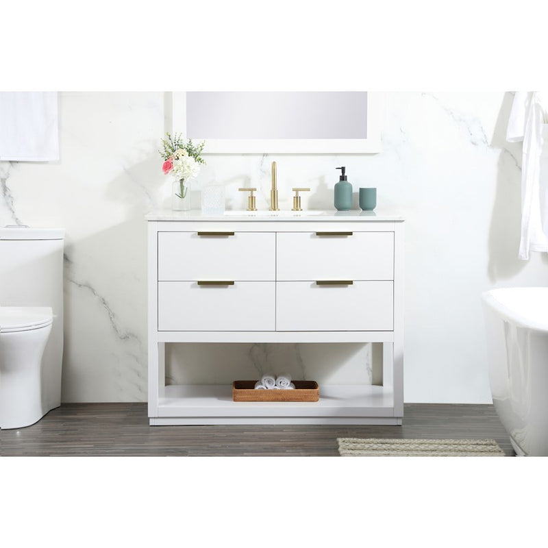 Elegant Kitchen/Bath Larkin 42" Single Bathroom Vanity, White