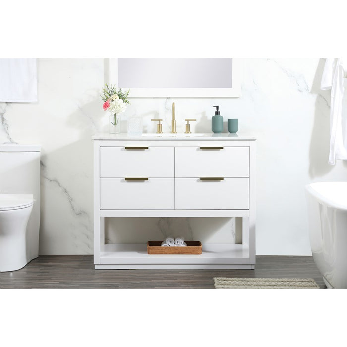Elegant Kitchen/Bath Larkin 42" Single Bathroom Vanity, White