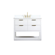 Elegant Larkin 42" Single Bathroom Vanity, White/Backsplash - VF19242WH-BS