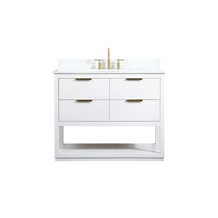 Elegant Larkin 42" Single Bathroom Vanity, White/Backsplash - VF19242WH-BS