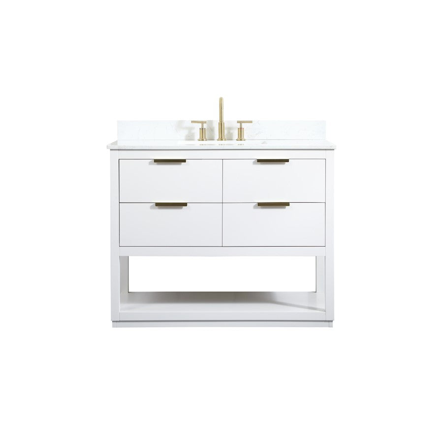 Elegant Larkin 42" Single Bathroom Vanity, White/Backsplash - VF19242WH-BS