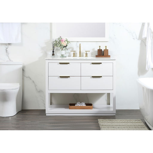Elegant Larkin 42" Single Bathroom Vanity, White/Backsplash